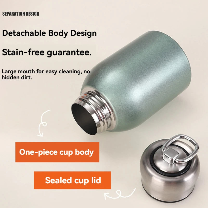 300ML Stainless Steel Vacuum Flask with Lifting Ring Mini Thermos Cup Car Insulated Cup Portable Travel Water Bottle Coffee Mug