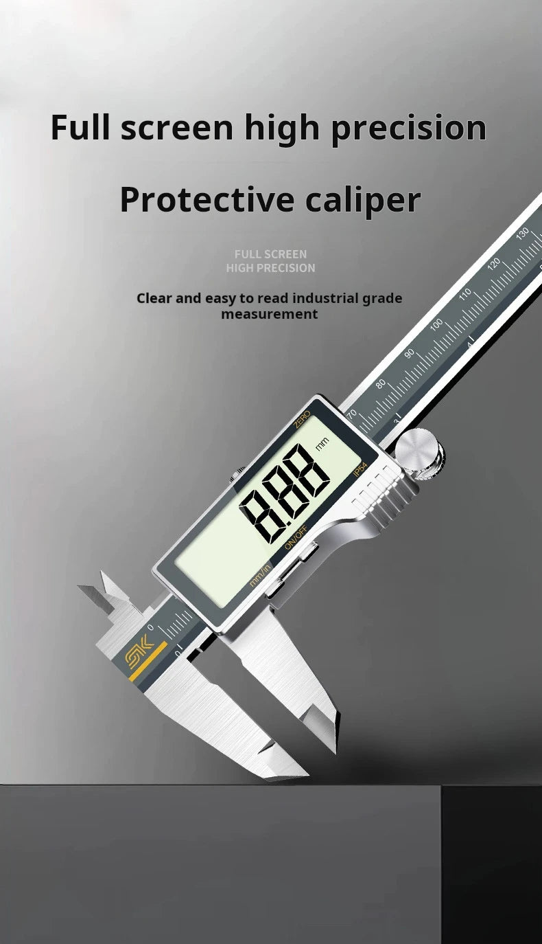 All-Metal IP54 Electronic Digital Display Vernier Calipers 0-150/200/300mm Stainless Steel HD Full Screen Caliper Measuring Tool