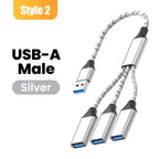 Multifunctional 3 in 1 USB Type C Hub Extensions OTG Adapter Fast Data Transfer Adapter For PC Laptop Macbook HUB Splitter Cable
