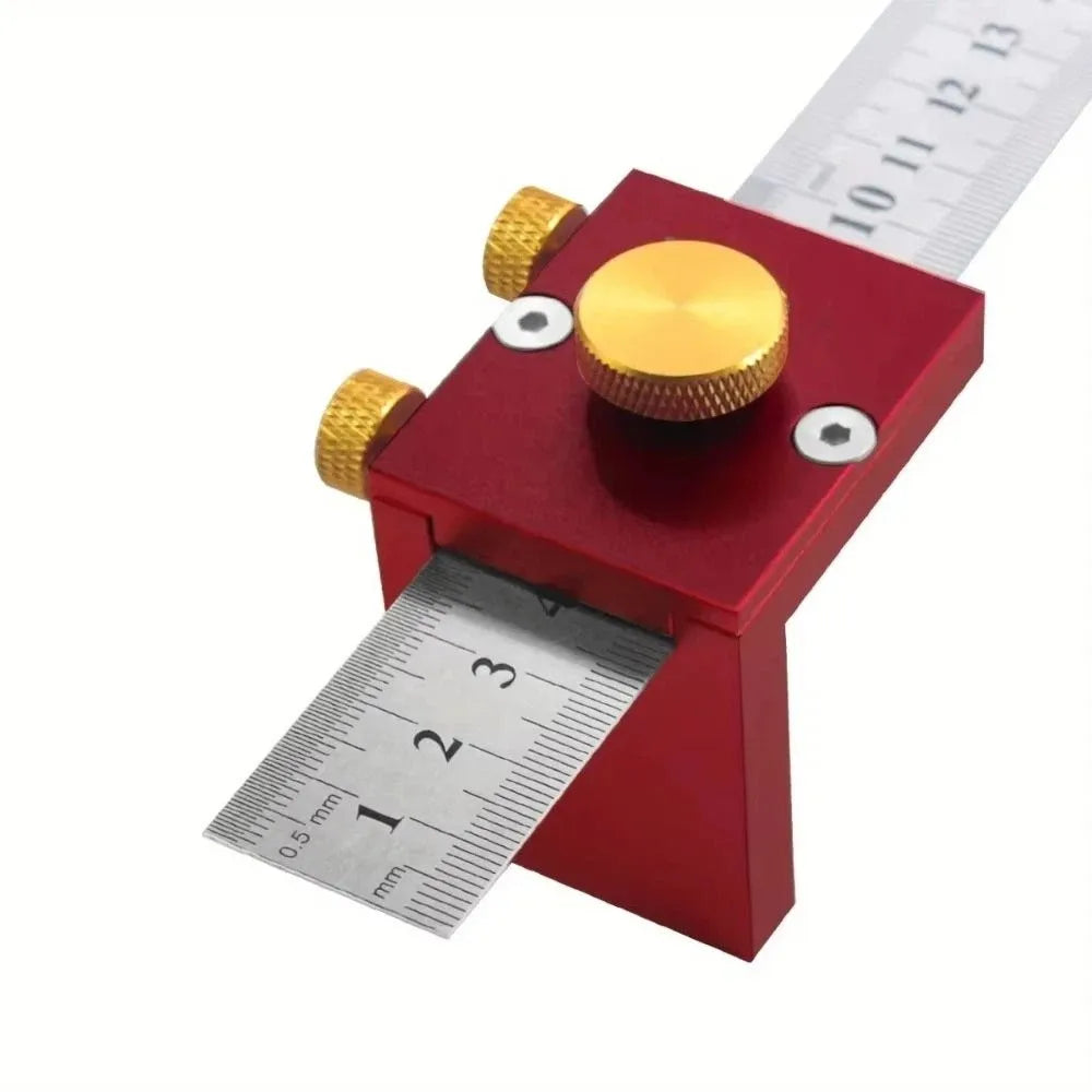 Professional T-Type Woodworking Scriber Precision Marking Gauge Scribing Positioning Block Adjustable Alloy Scribing Ruler DIY