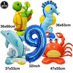 Ocean Animals Theme Disposable Tableware Plates Napkins Cup Paper Straws Whale Turtle Balloon Under The Sea Birthday Party Decor