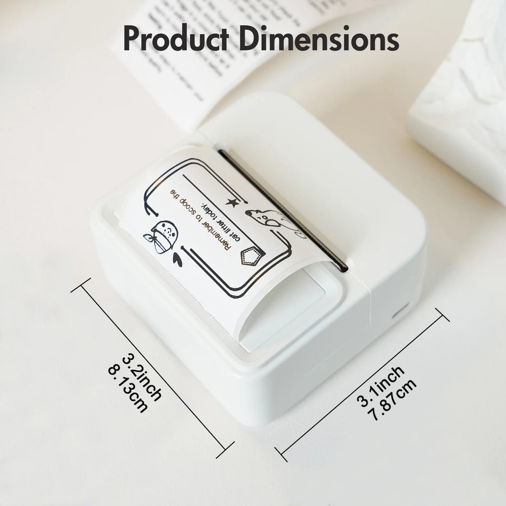 Inkless Thermal Label Printer Portable Bluetooth Pocket Label Maker Home Study with 1roll Stickable Label Paper PC Android IOS
