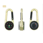 1 Pc Compass Thermometer Carabiner 3 in 1 Mini Compass Carabiner Clip Outdoor Hiking Survival Key Ring Double Sided Metal