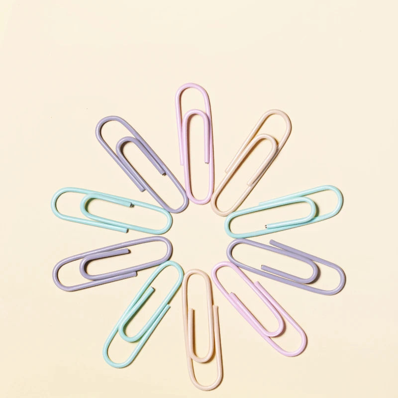 DELI Macaron Color Paper Clips 100pcs Round Shape Decorative Clip Pastel Office Supplies for School Document Organization