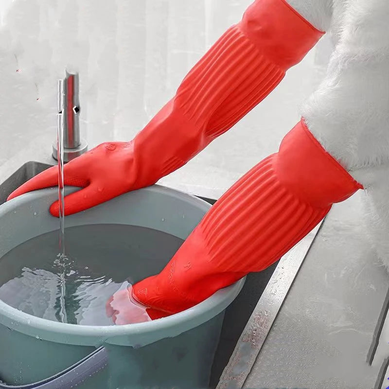 38/45/56cm Latex Long Gloves Aquarium Fish Tank Industrial Thick Protective Gauntlets Waterproof Rubber Latex Dishwashing Gloves