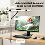 LED Desk Lamp Eye-Caring Desk Light with Stepless Dimming Adjustable Flexible Gooseneck with Clamp for Reading Study Workbench