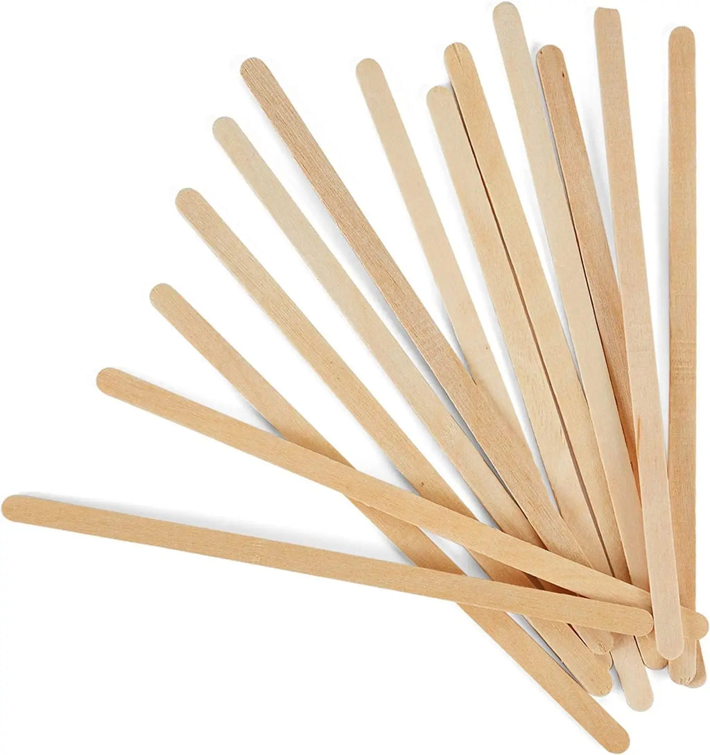 300/100pcs Wooden Coffee Stirrers Individually Wrapped Disposable Tea Drink Cocktail Mixer Swizzle Sticks Round End 5.5Inch Long