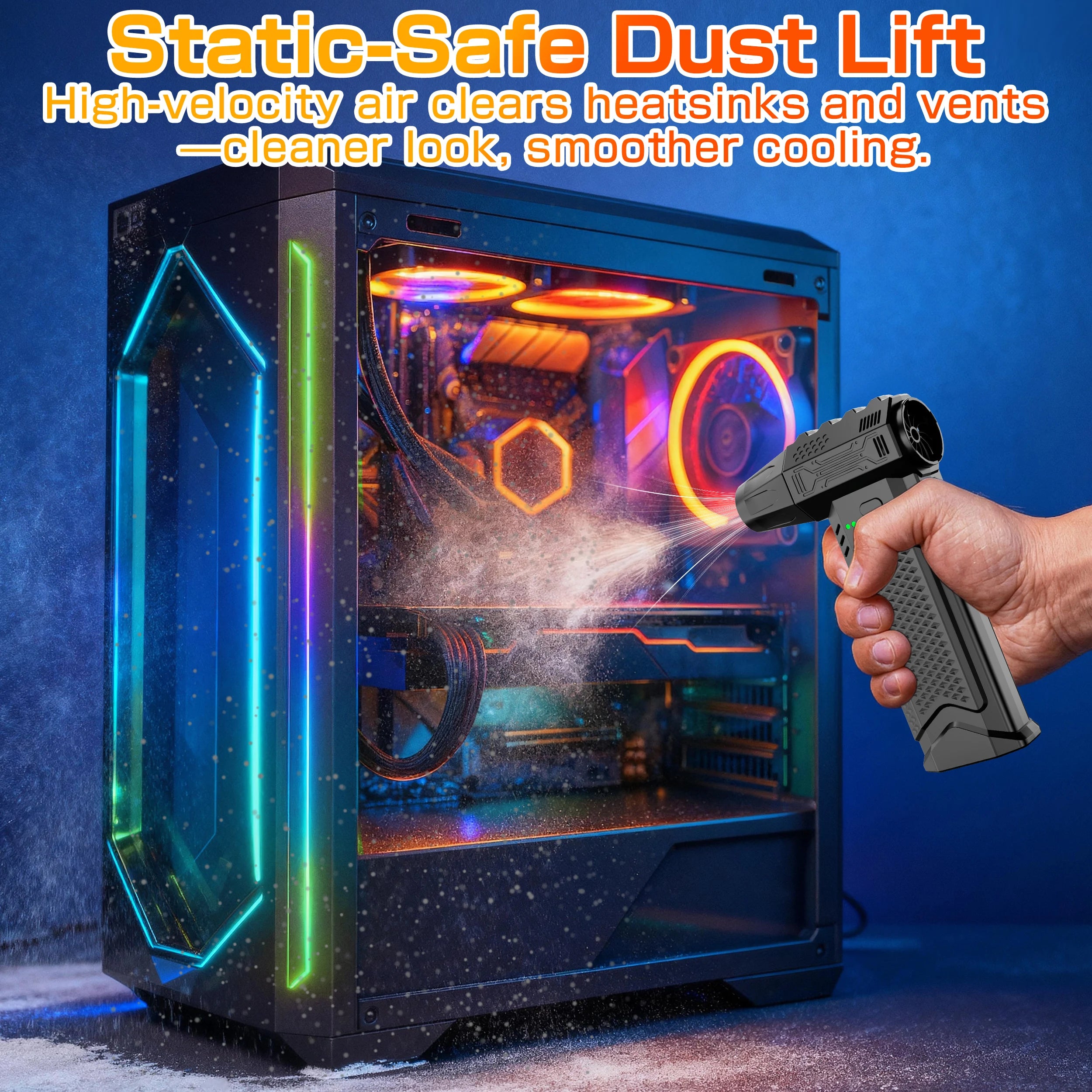 Computer Keyboard Vacuum Cleaner Powerful Turbo Fan Violent Jet Blower Cleaning Tools Air Duster Hair Dryer Electric for Car Camera Home Outdoors Camping Truck RV Universal