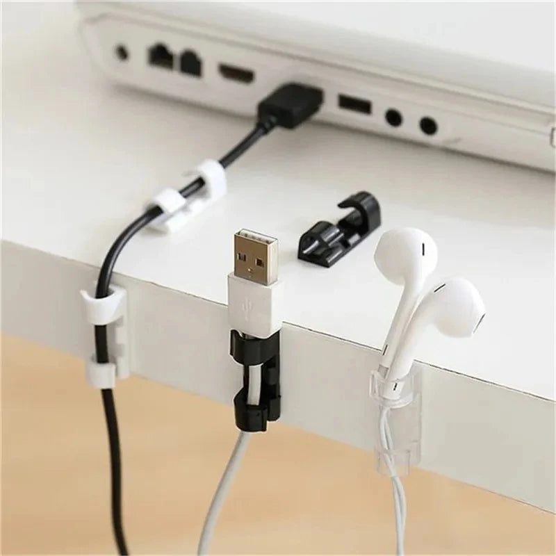 20/5PCS USB Cable Organizer Clips Wire Winder Holder Earphone Mouse Cord Clip Protector Management Adhesive Hooks Desk Clamp