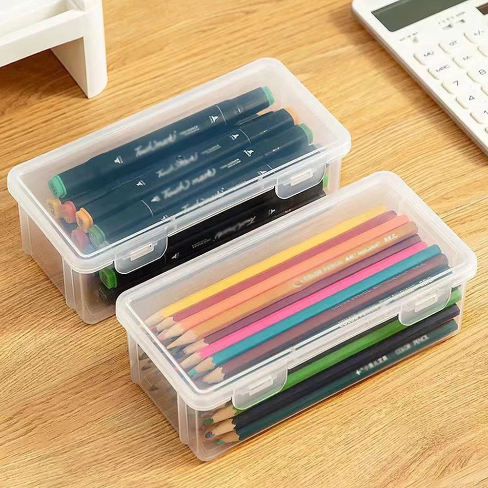 1pc Translucent PencCase Large Capacity Lightweight Convenient for School Supplies Storage Pen Box Organizer Box