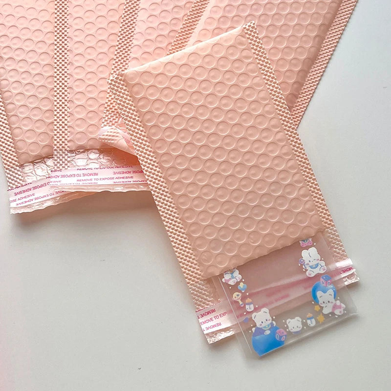 10pcs/Pack Pink Purple Bubble Bag Thicked Express Package Bag Self Adhesive Courier Shipping Mailers Sticker Holder