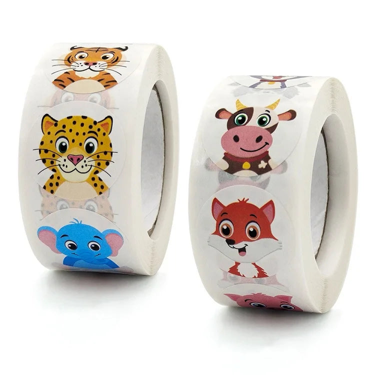 100-500pc Stickers Rolling Animal Roll Stickers Small Cute Game Sticker DIY Gift Sealing Label Decoration
