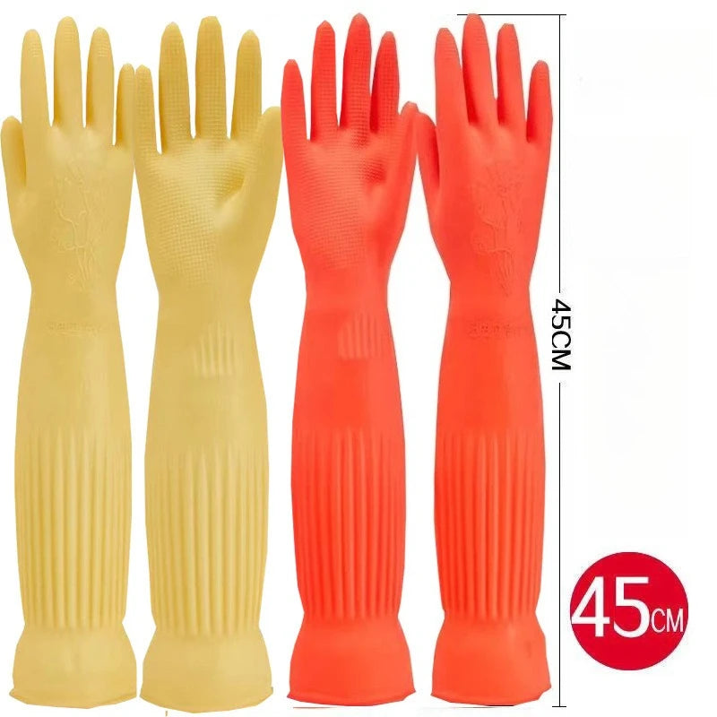 Extended Latex Dishwashing Gloves-Thickened, Tear-Resistant Household Gloves for Kitchen Cleaning,Laundry,Car Washing Labor Work