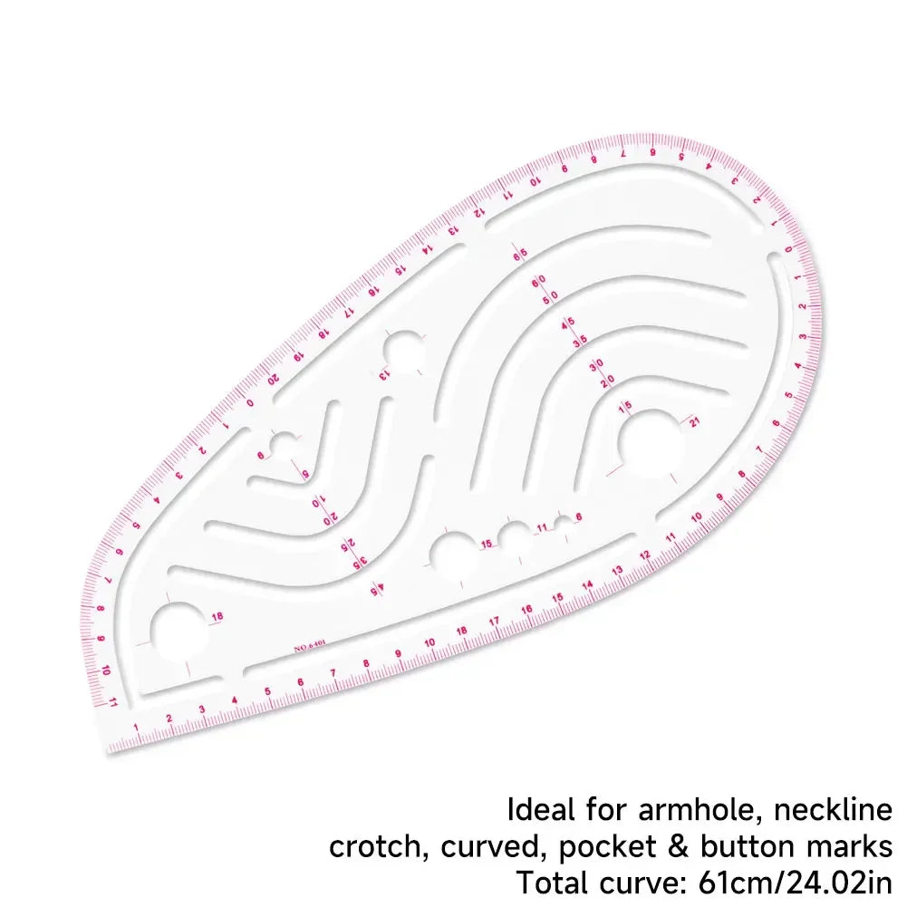 Flexible Clear Metric French Curve Ruler Multipurpose Tailoring Template For Dressmaking Pattern Drafting DIY Sewing Projects