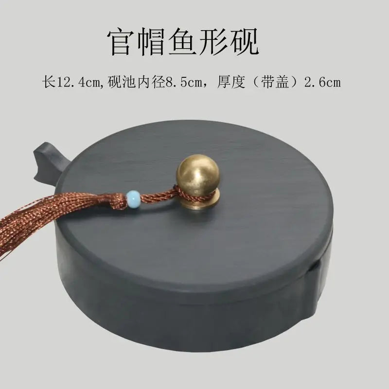 Natural Raw Stone Fish-shaped Ink Slab Multifunctional She Ink Stone Exquisite Traditional Portable Inkstones Beginners Students