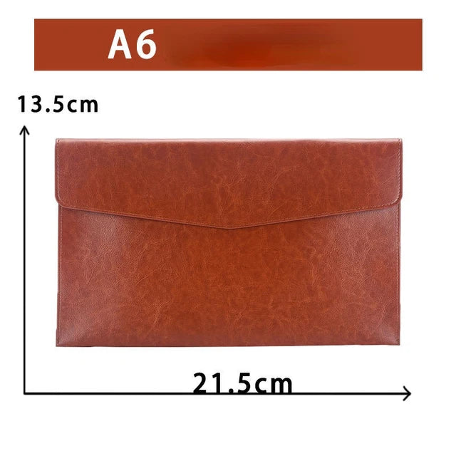 A6 A5 A4 Leather File Folder Data Package Document Bag Fashion Briefcase Data Contract Bill File Bag School Office Supplies