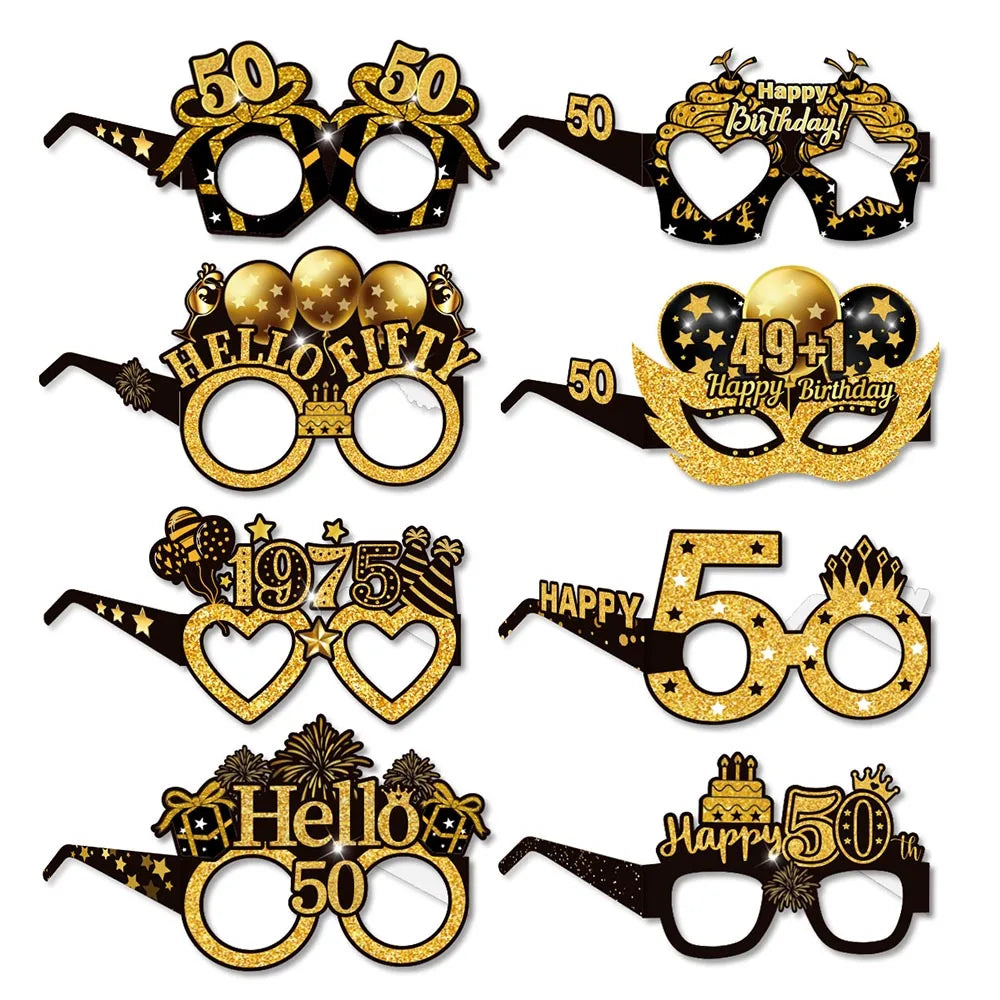 50th Birthday Party Supplies for Men Women Black and Gold 50 Years Old Party Paper Plates Cups Napkin Tablecloth Tableware Decor