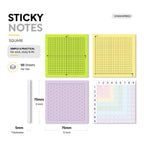 4 Pcs 200 Sheets Total Student Math Sticky Notes, Coordinate Grid Graph Paper Memo Pads, Multiplication Table Notepad