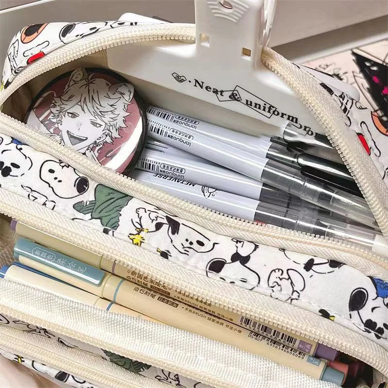 Snoopy Pencil Case Cartoon Large Capacity Pen Bag Stationery Bag Student Supplies Stationery Storage Bag Kawaii New Term Gifts