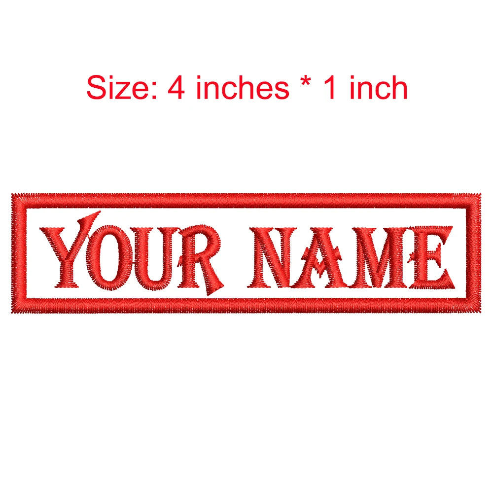 Custom Texts Name Tag 4 Inches Wide Iron On Embroidery Label/Personal/Brand On Left Chest Or Symbol