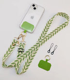 Adjustable Crossbody Long Mobile Phone Lanyard Wide Cloth Neckband Strap Rope Women's Pearl Hanging Ornaments Anti-Lost Lanyard