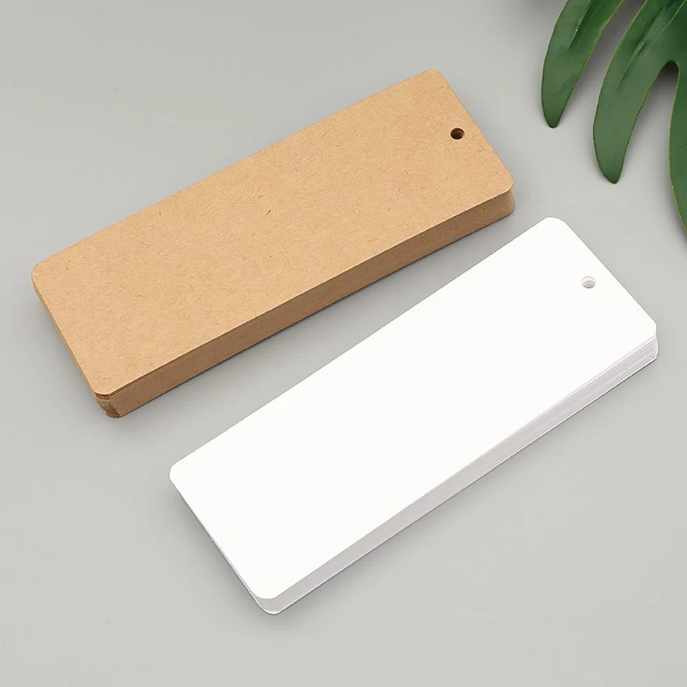 30 Sheets Blank Round Corner Bookmark Cards with Hole, 350g Kraft Paper & White Cardstock for DIY Art Painting