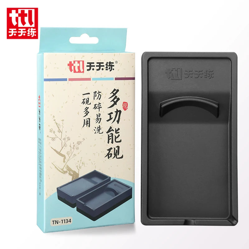 Multi-functional Inkstone Holding and Grinding Ink Anti-drop Portable Easy Clean Both Sides Usable Stationery for Students