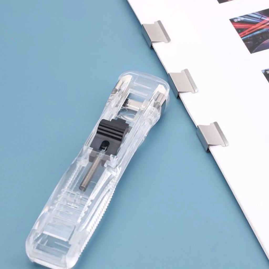 Push Stapler Binder Clips Paper Clamps Desktop Stapler Reusable Creative Stapler and Sraple Pins School Office Binding Supplies