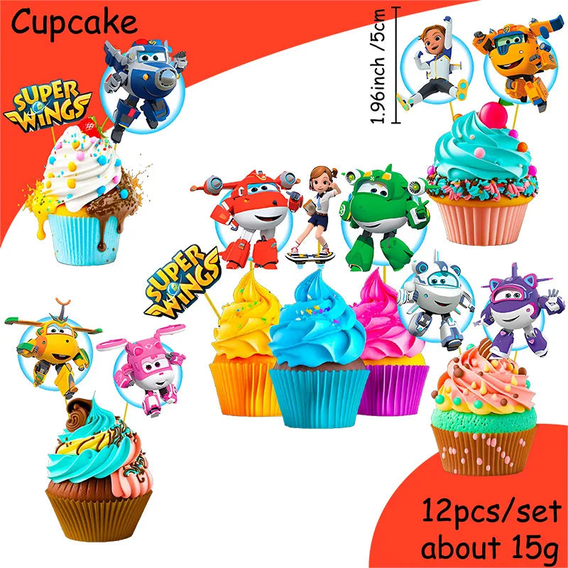 Super Wings Party Supplies Balloons Cup Plates Napkins Tableware For Kids Baby Shower Birthday Party Decoration