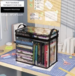 Large capacity foldable storage box student dormitory classroom book storage box transparent waterproof home book box.