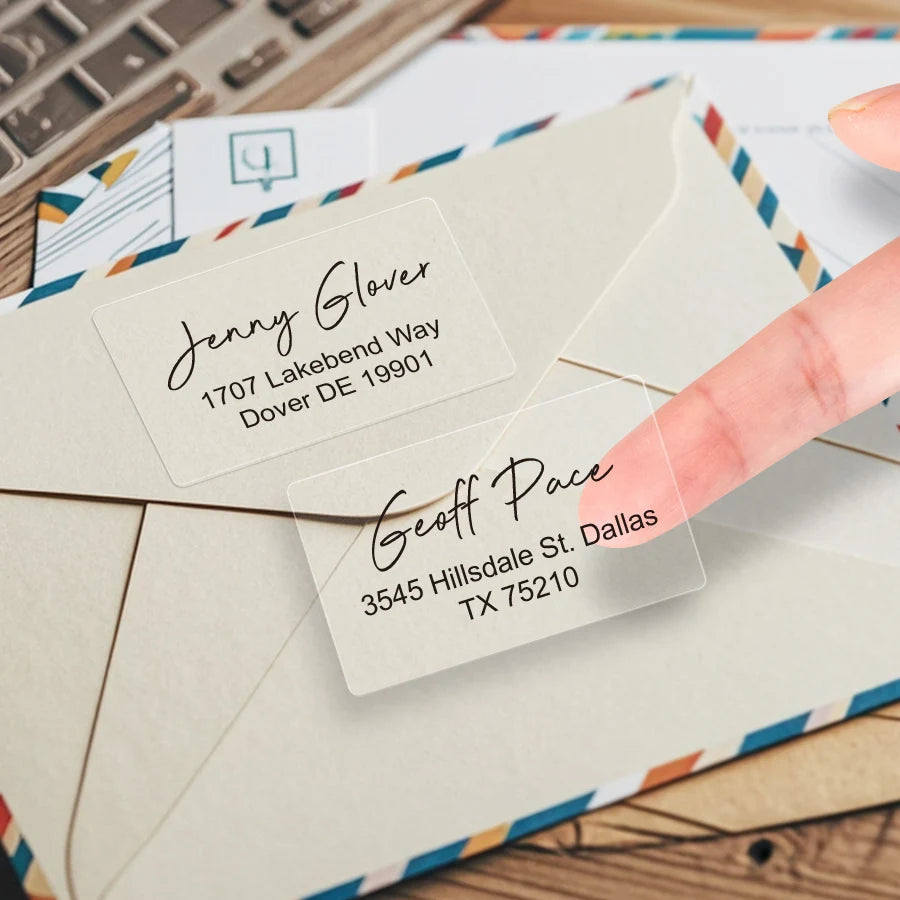Custom Printed Waterproof Mailing Labels - Durable Self-Adhesive Address Stickers for Invitations, usiness Mail & Greeting Cards