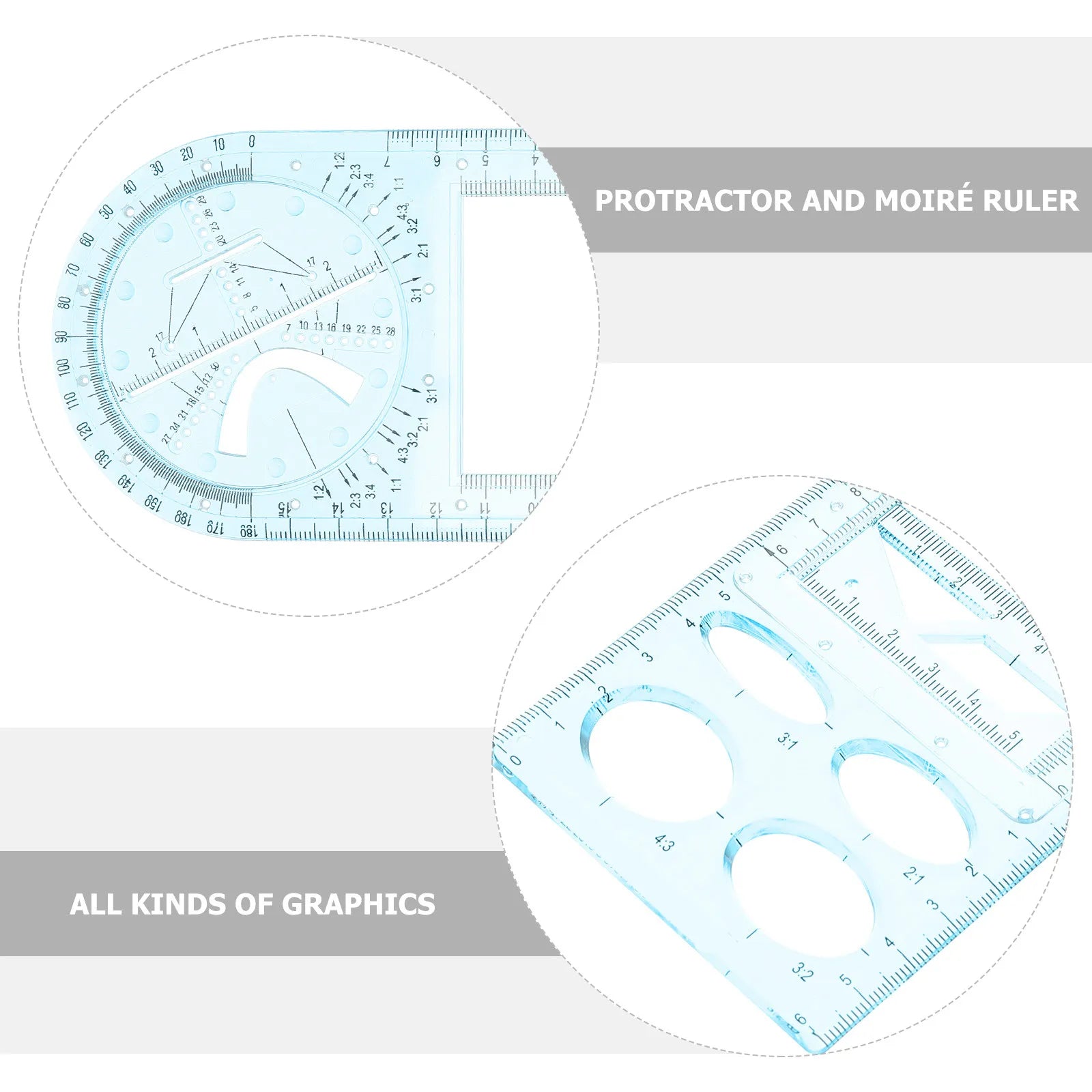 Students Plastic Drawing Rulers Set Multifunctional Geometric Drafting Templates for School Mathematics Drawing Tools