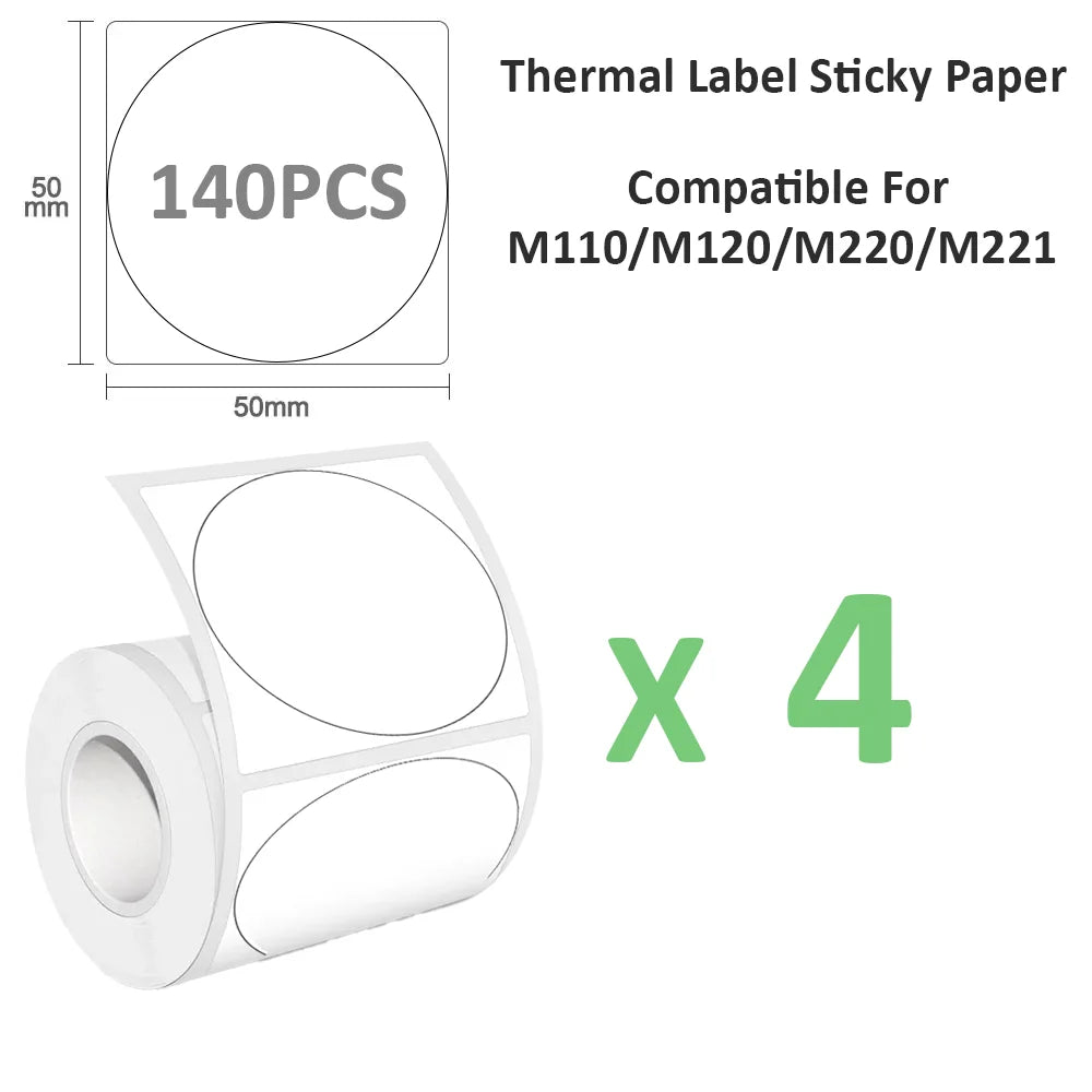 50x50mm Waterproof Thermal Stickers Compatible M110 Printer, Fade-Resistant Address Labels for Shipping & Retail Shelf Tags