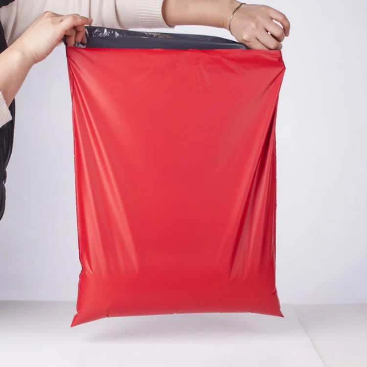 100PCS Red/Orange Poly Mailer Adhesive Envelope Bag DIY Logo Print T-shirt Gloves Gift Shoes Box Express Gift Packaging Pouches