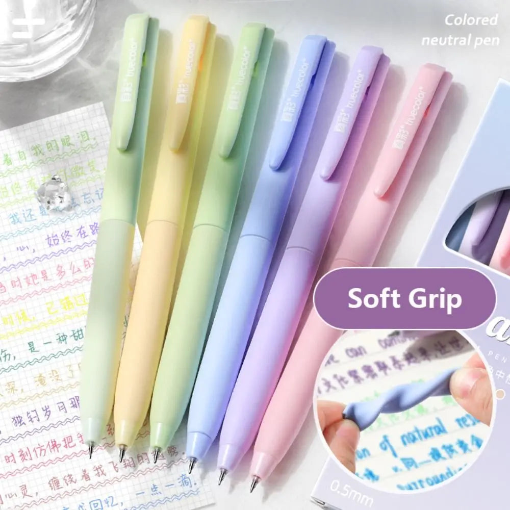 6Colors/Set Color Gel Pen 0.5mm ST Tip Ballpoint Pen Writing Tool Color Ink Signing Pen Students Gift Stationery School Supplies