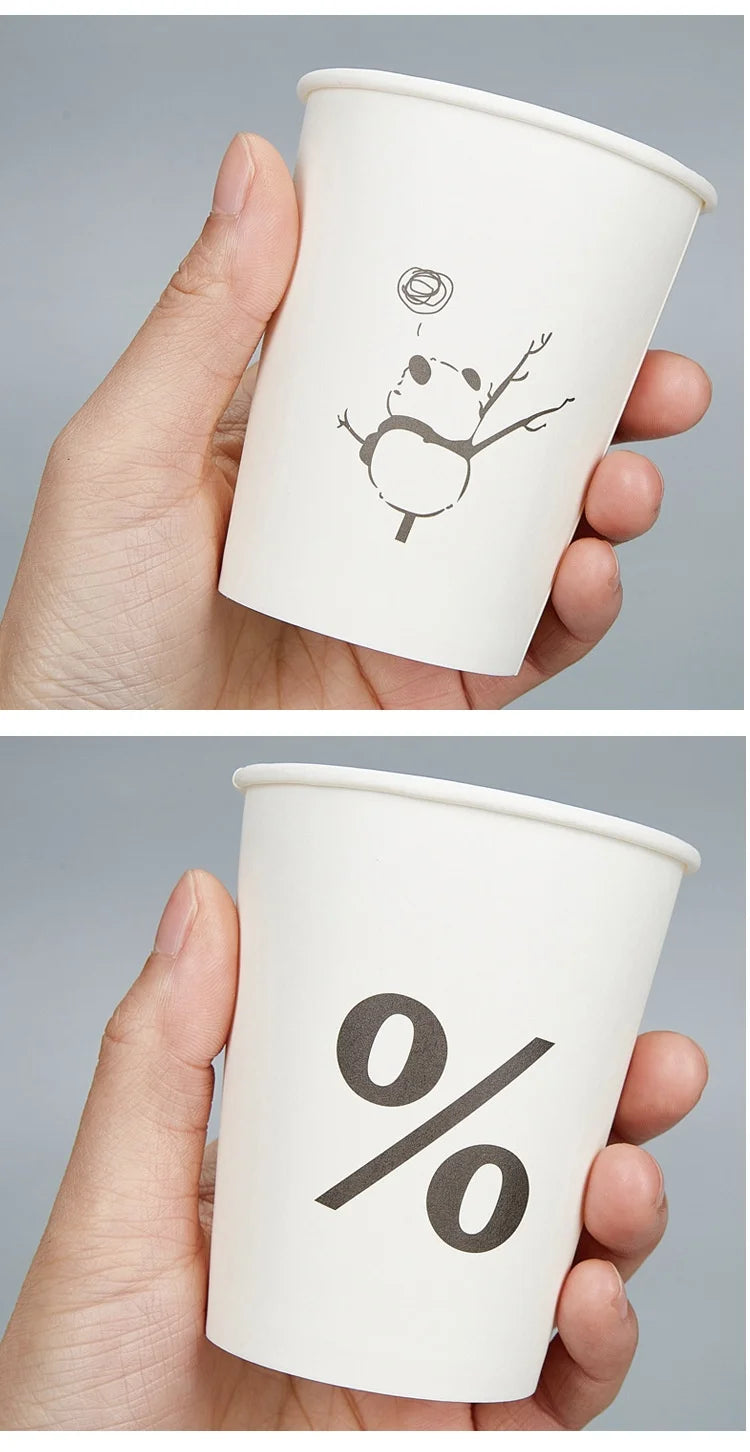 50pcs Disposable Cartoon Cute Cups White Thicken Durable Cups for Hot and Cold Drinks Household Party Office Coffee Cup