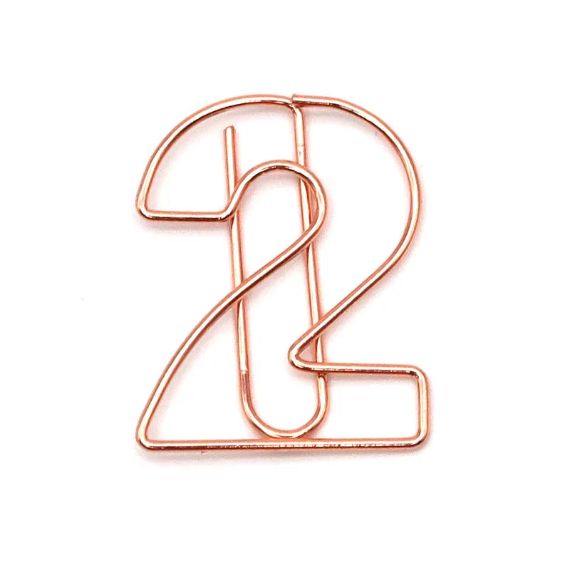 10pcs/Set Metallic Wire-formed 0-9 Number-shaped Paper Clip Bookmarks Paperclips Office Stationery School Supplies