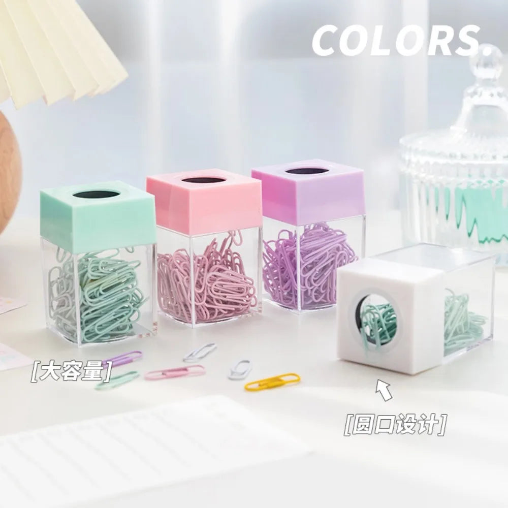 18pcs Paperclips Macaron Color Ins Paper Clip Storage Box Protable Stationery High Capacity Storage Box Office Binding Supplies