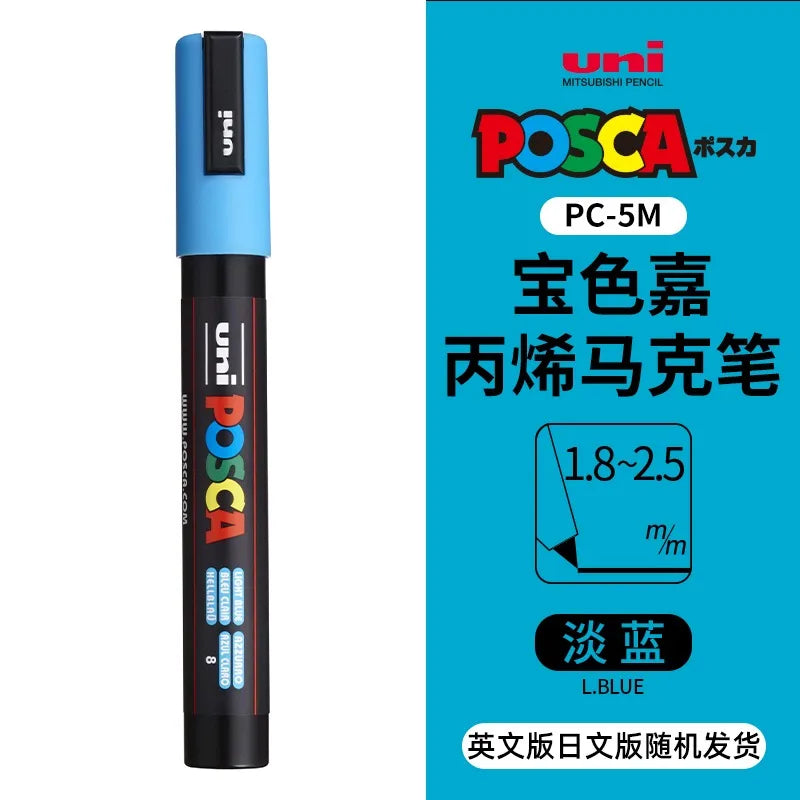 uni POSCA POP Water-Based Marker,Assorted Colors PC-1M/3M/5M 0.7~2.5mm Tips Professional Acrylic Paint Pen for Artists&Designers