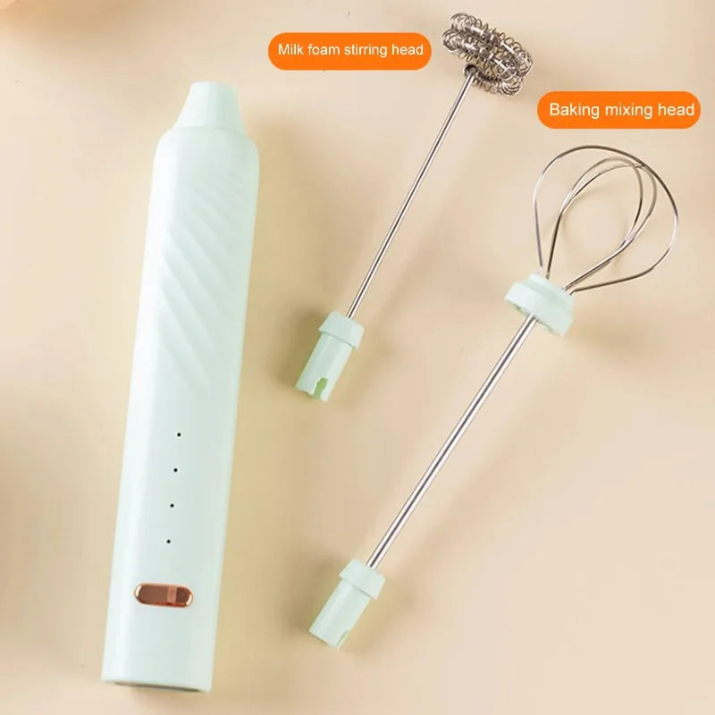 OCOOSO 2 in 1 Electric Milk Frother Rechargeable Coffee Milk Frother 3 Speed Adjustable Milk Frother Handheld Electric Dual Head