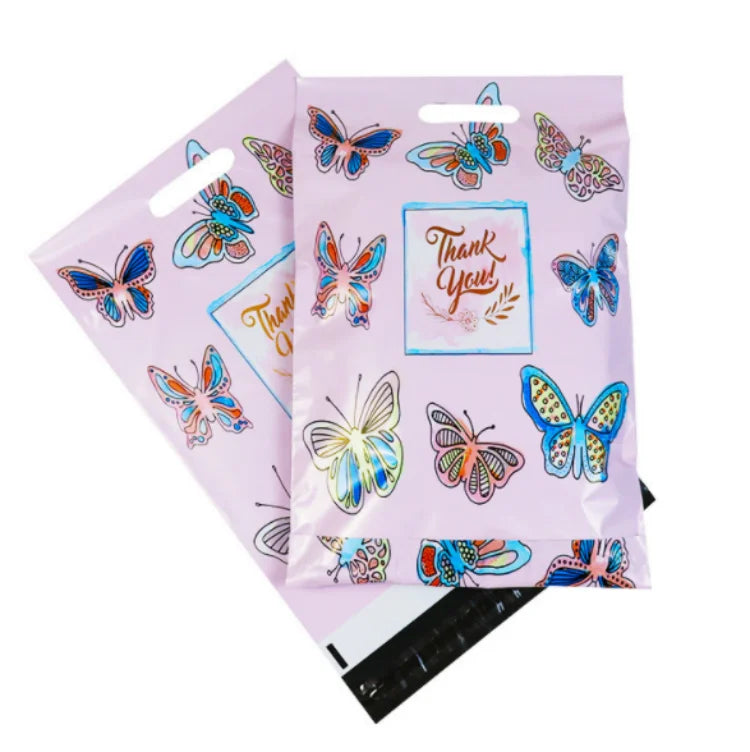 50PCS Thank You Pink Poly Mailer Adhesive Envelopes Bag DIY Logo T-shirt Underwear Dress Leggings Toys Shipping Portable Pouches