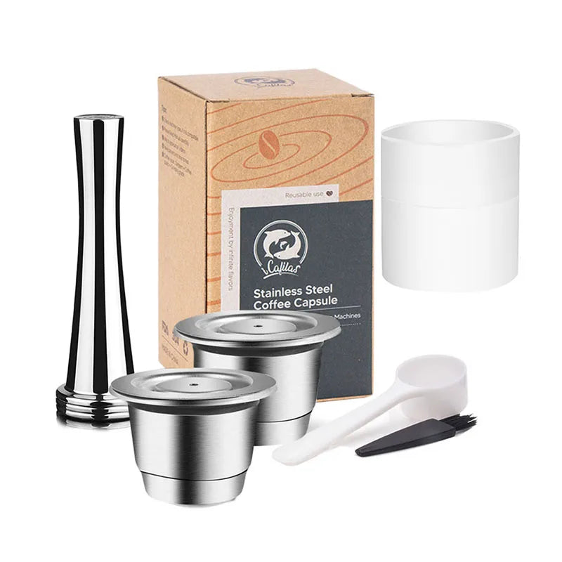 Reusable Nespresso Coffee Capsules Cup Stainless steel Refillable Coffee Capsule Refilling Filter Coffeeware