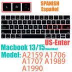Keyboard Protective Film Silicone for 12-16' MacBook Air/Pro M1 M2 M3 Spanish Keyboard Cover Soft Protection Accessories Black