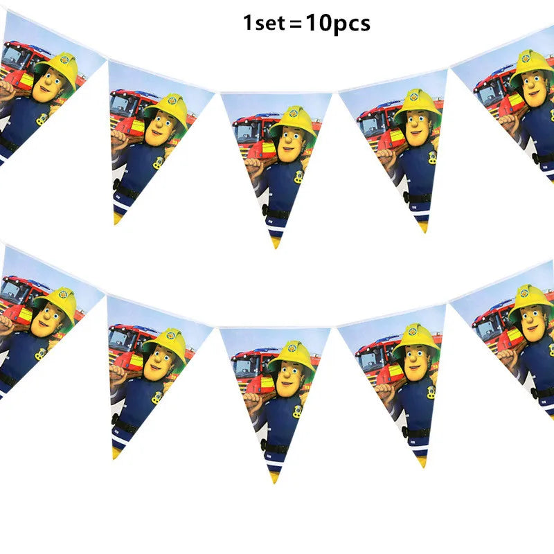 108*180cm Fireman Sam Party Supplies Disposable Tablecloth Firefighter Plastic Table Cover Fire Truck Birthday Decoration