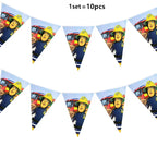 108*180cm Fireman Sam Party Supplies Disposable Tablecloth Firefighter Plastic Table Cover Fire Truck Birthday Decoration