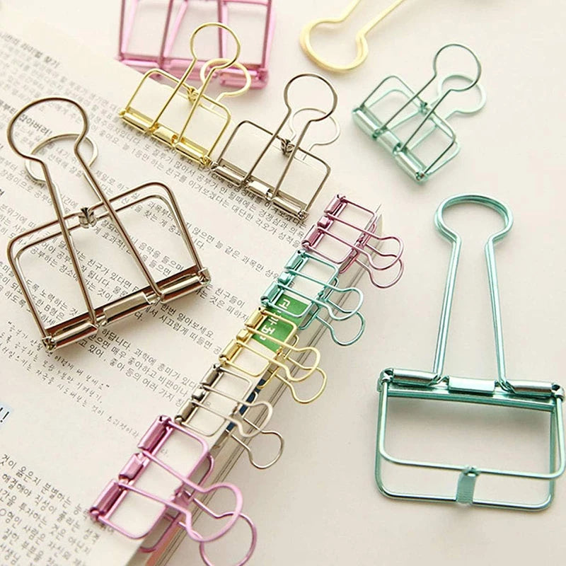 2-10 Pcs Paper Clip Sliver Rose Gold Binder Clips Page Holder Office Study Binder Clips Photo Clamp Office School Desk Organizer