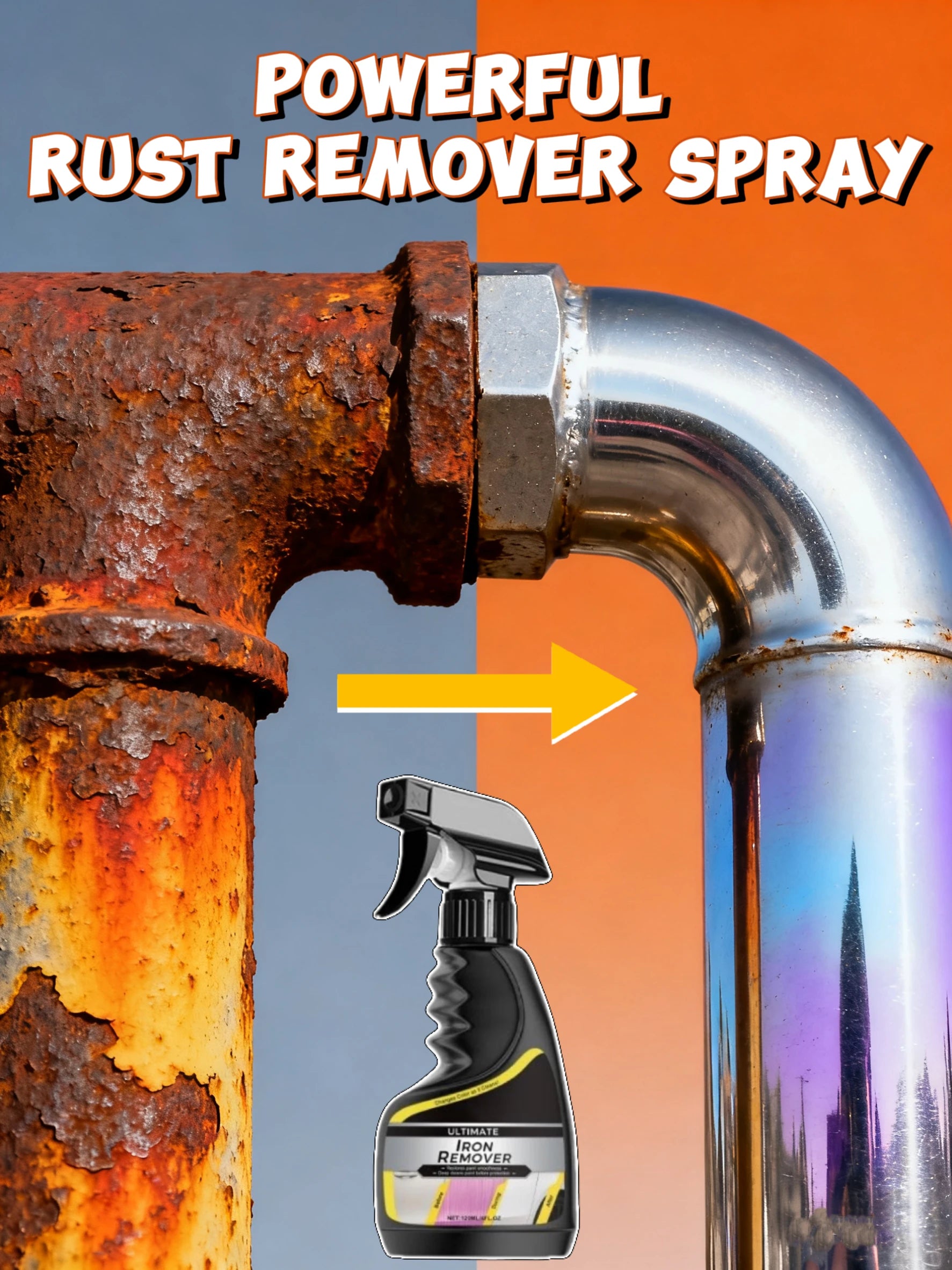 Car Rust Remover Car Wheel Care Quick Remover Car Exhaust Pipe Rust Removal Spray Clean Metal Iron Powder Stains