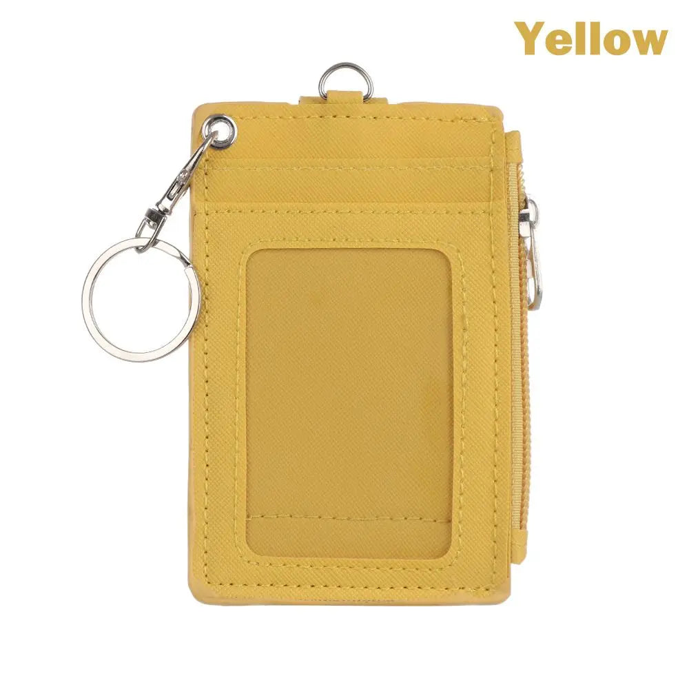 Portable Leather Business ID Card Credit Badge Holder Coin Purse Wallet Keychain