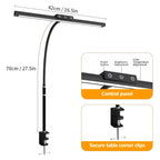 Computer Monitor LED Desk Lamp 5-Colour Temperature Stepless Dimming Flexible Gooseneck Ra80+ Eye-caring Home Reading Table Lamp