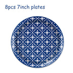Blue and White Porcelain Paper Plates Napkins,Tableware For Birthday Decoration Wedding Decoration,Table Decor Party Supplies